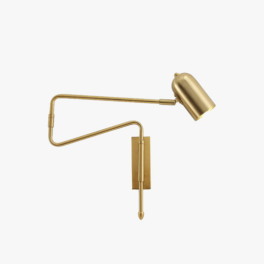 Aria Wandlamp Modern, Metaal Verstelbaar, Zwart/Goud, Studeerkamer