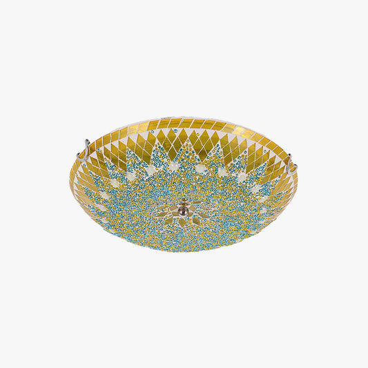 Tiffany Modern Mediterranean Glass Flush Mount Ceiling Light Blue/Yellow/White