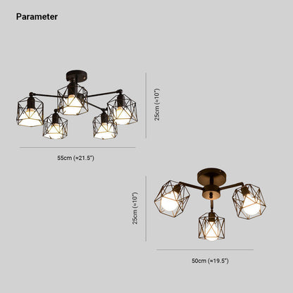 Arisha Black Semi-Flush Mount Ceiling Light
