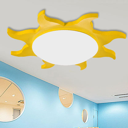 Aria Modern Sun Round Flush Mount Ceiling Light, Red/Yellow/Blue/Green, Bedroom