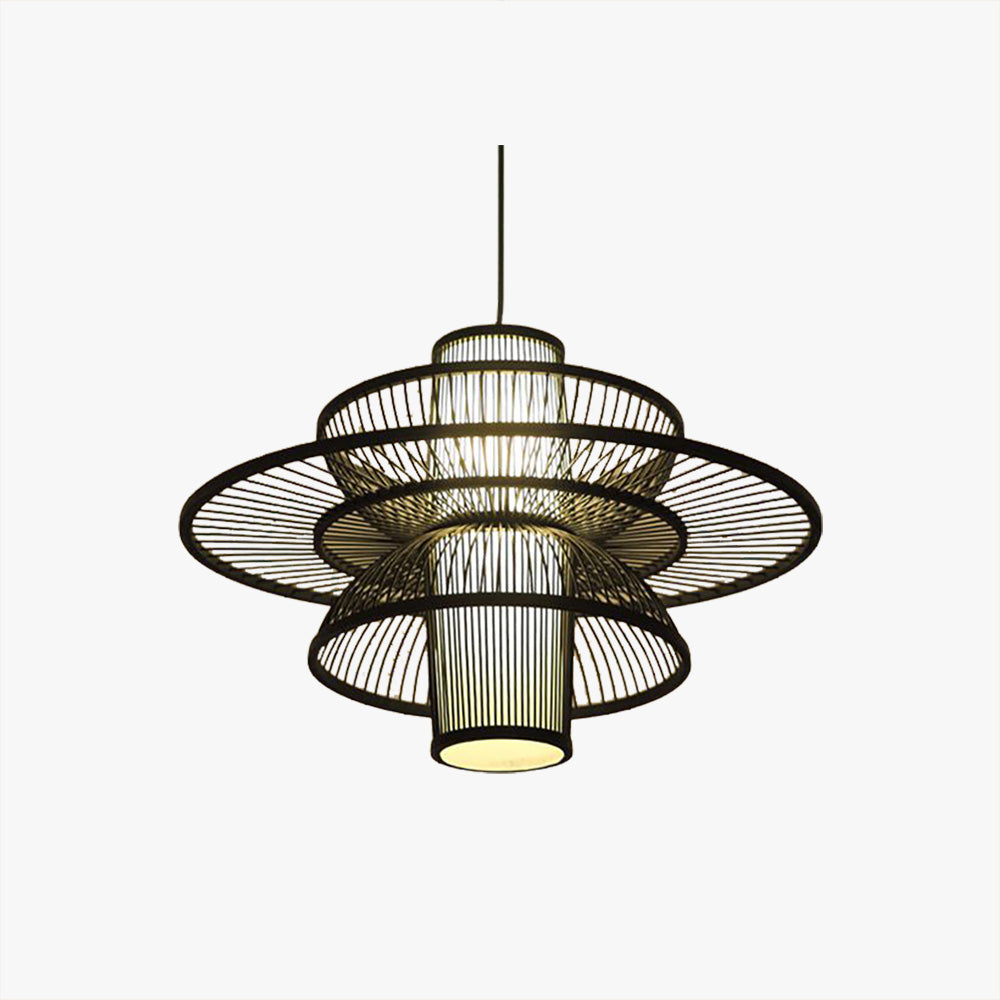 Muto Lotus-förmige Rattan-Pendelleuchte