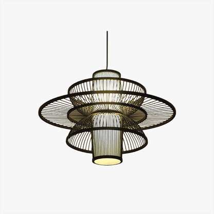 Muto Lotus-förmige Rattan-Pendelleuchte