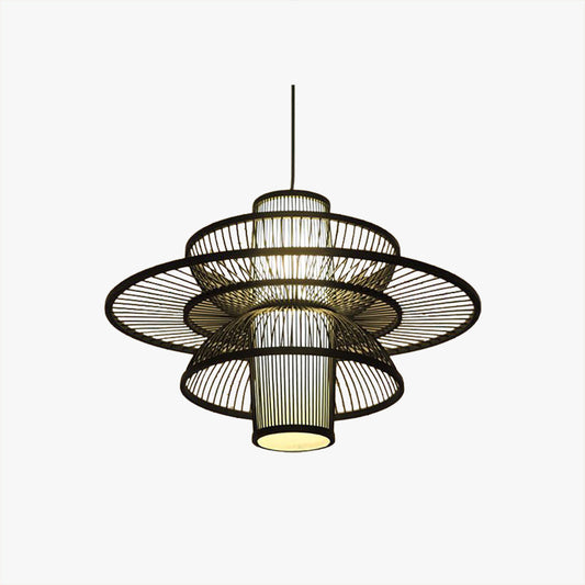 Muto Lotus-förmige Rattan-Pendelleuchte