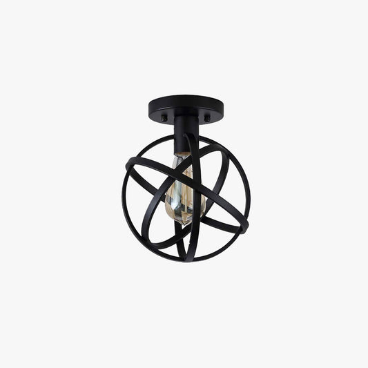 Arisha Retro Globe Lantern metalen inbouwplafondlamp, zwart