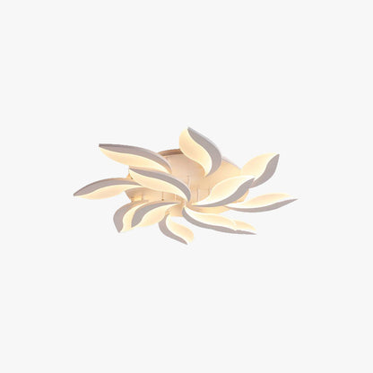 Arisha Minimalist Art Deco Flower Flush Mount Ceiling Light, White, Living Room