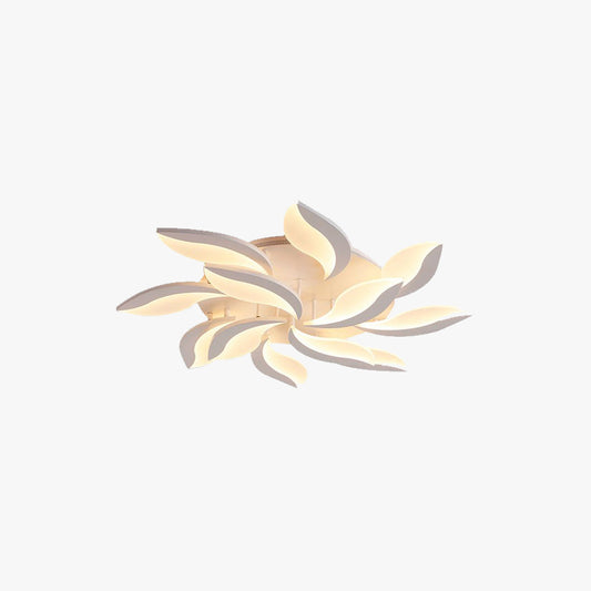 Arisha minimalistische art-deco bloemverzonken plafondlamp, wit, woonkamer