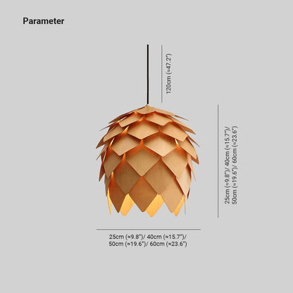 Muto Designer Pendelleuchte aus Holz in Tannenzapfenform