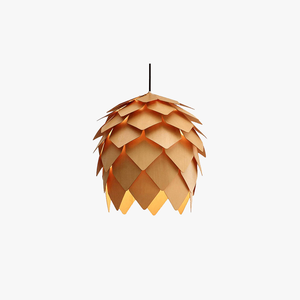 Muto Designer Pendelleuchte aus Holz in Tannenzapfenform