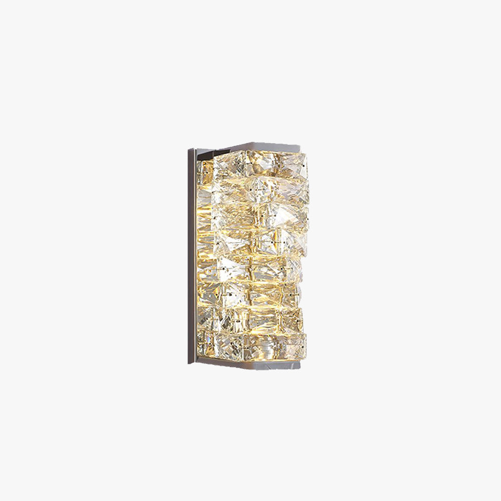 Applique murale rectangulaire moderne Kristy en métal et cristal avec LED