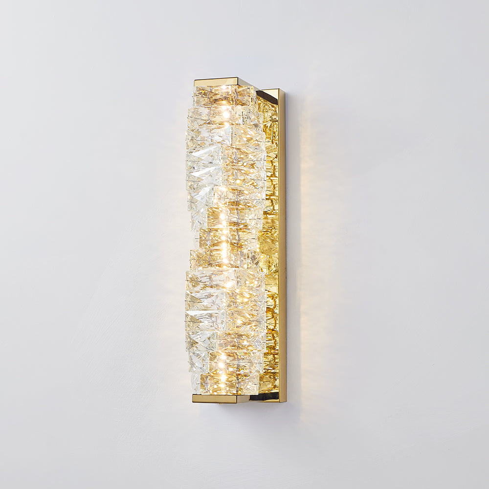 Applique murale rectangulaire moderne Kristy en métal et cristal avec LED