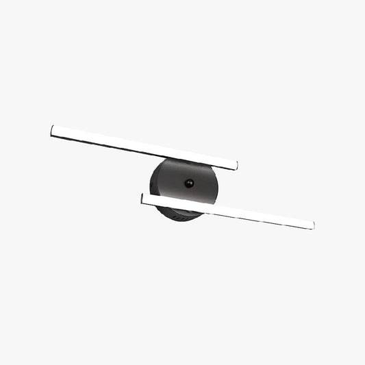 Arisha Applique murale moderne bi-linéaire LED pour meuble-lavabo, noir/argenté