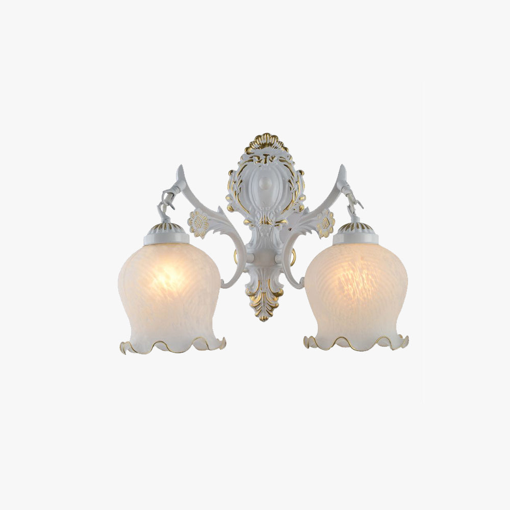 Arisha Vintage Flower shape Metal&Glass Modern Wall Lamp, White/Bronze