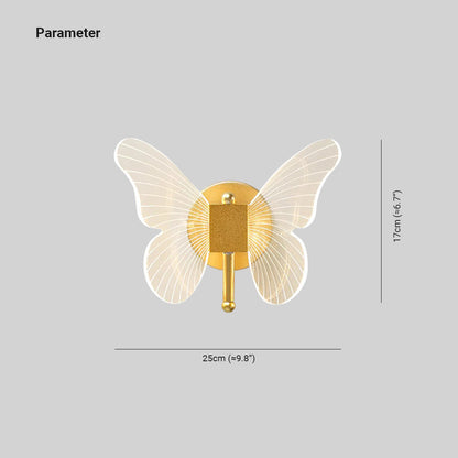 Arisha Cute Butterfly Metal Wall Lamp, Gold