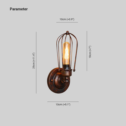 Silva Vintage Iron Wall Lamp, Black/Rust/Bronze/Gold/Silver