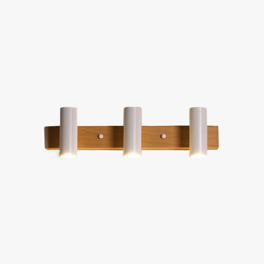 Muto drehbare Spotlight-Spiegelfront-Waschtisch-Wandleuchte, Holz/Metall