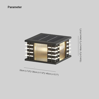 Ray Moderne quadratische Solar-Stehlampen aus Metall und Glas für den Außenbereich, Schwarz