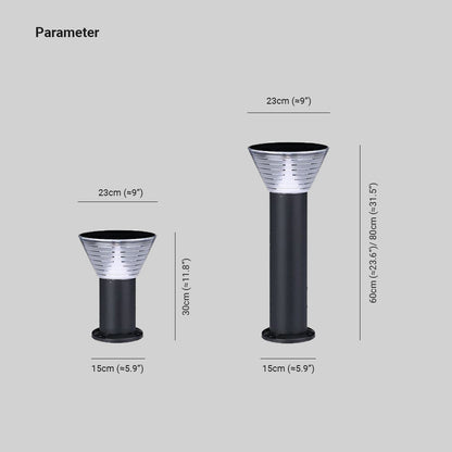 Ray Moderne konische Solar-Pollerleuchte für den Außenbereich, Schwarz