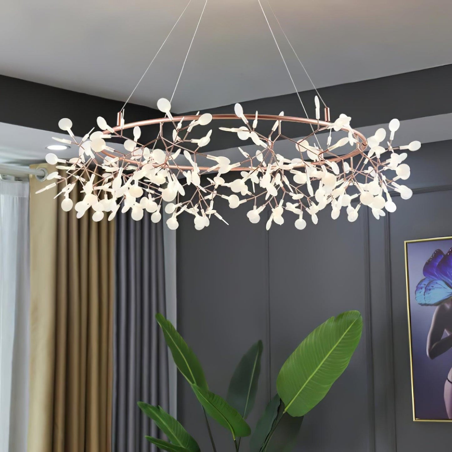 Lustre Olivia Unique Rond Sputnik Art Déco Lucioles, Salon/Chambre