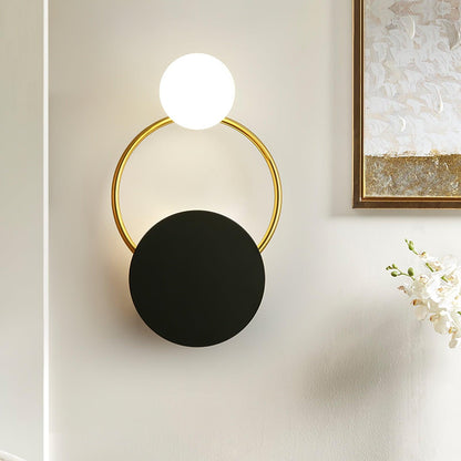 Arisha Modern LED Triple Rings Wall Lamp, Metal/Glass, Gold/Black, Bedroom
