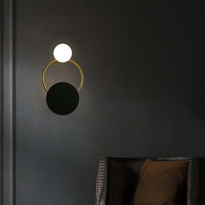 Arisha Modern LED Triple Rings Wall Lamp, Metal/Glass, Gold/Black, Bedroom