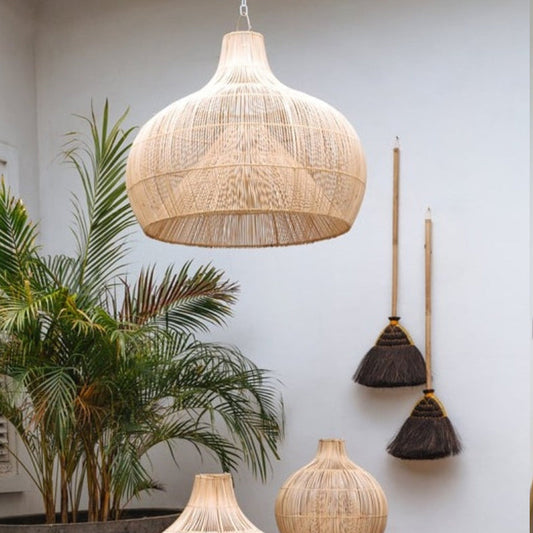 Muto Vintage handgefertigte Rattan-Pendelleuchte für Wohnzimmer