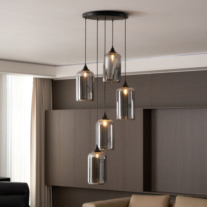 June Suspension minimaliste en verre fumé gris
