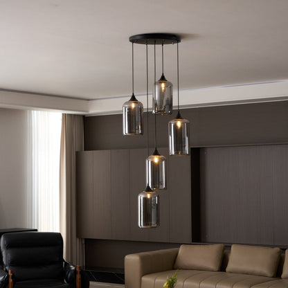 June Suspension minimaliste en verre fumé gris