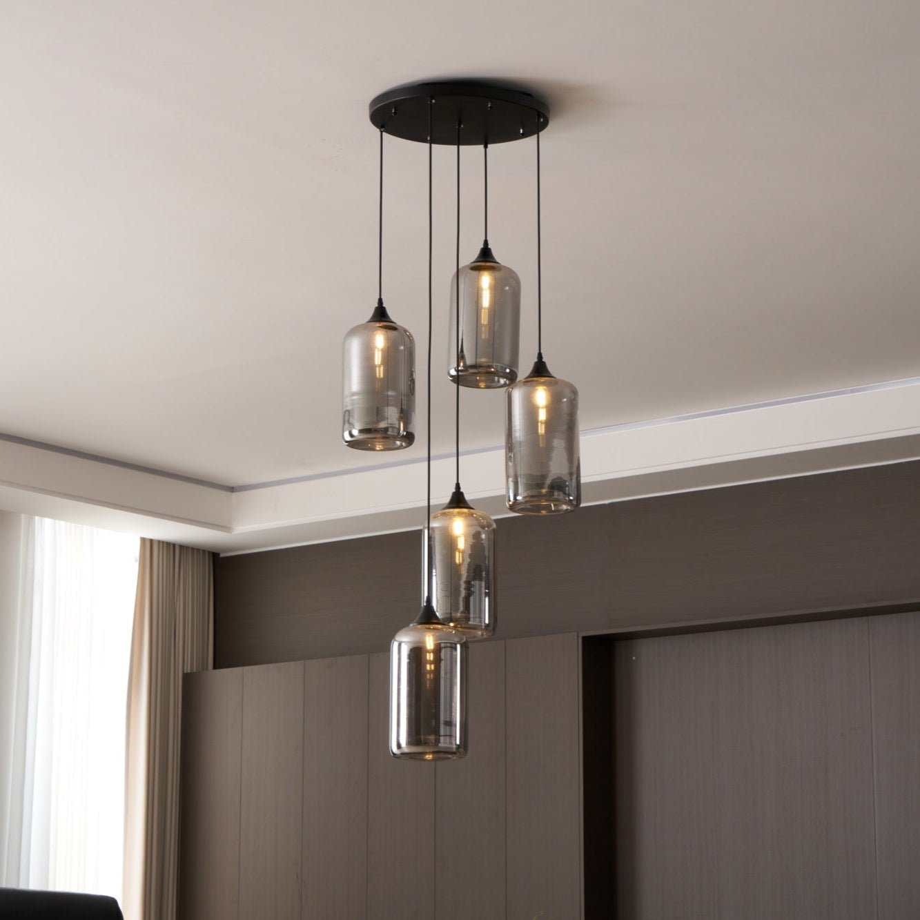 June Suspension minimaliste en verre fumé gris
