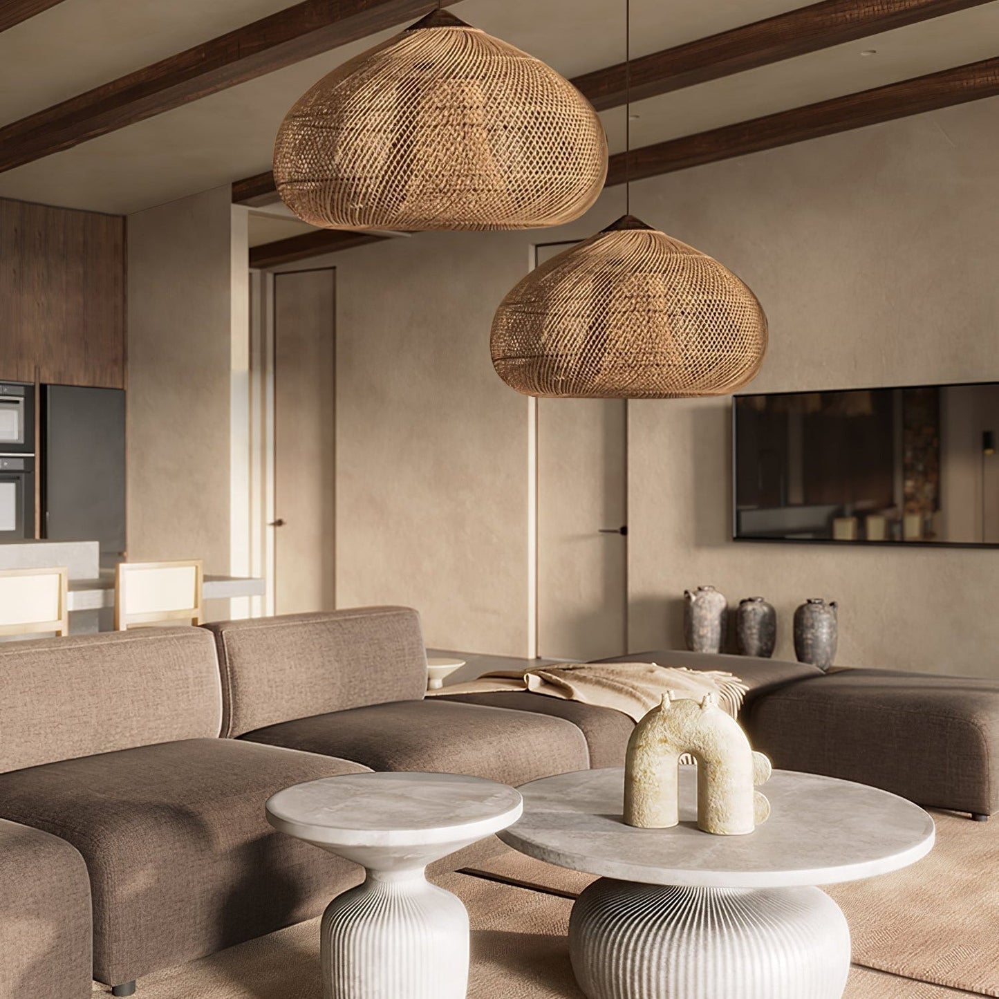 Evelyn Braided Rattan Livingroom Pendant Lamp
