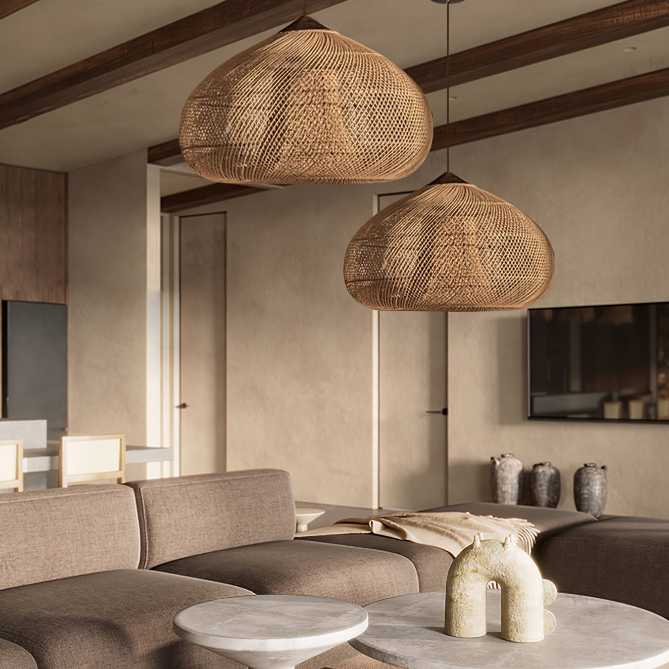 Evelyn Braided Rattan Livingroom Pendant Lamp