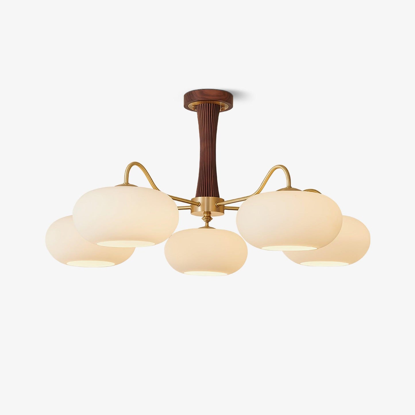 Lustre Candy en Laiton, Bois, Verre et Kaki