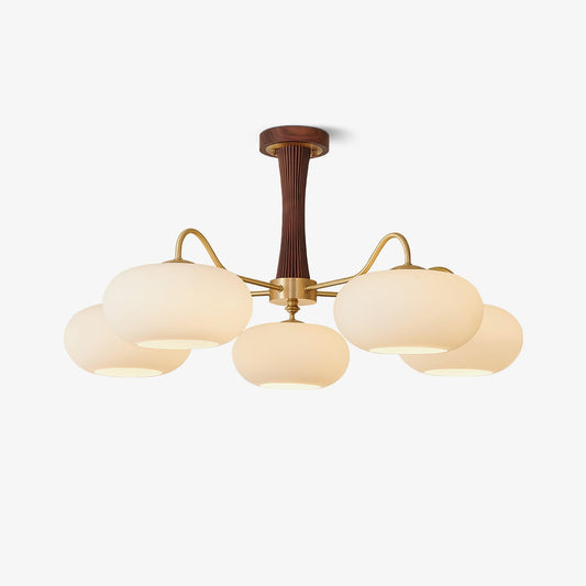 Candy Brass Wooden Glass Persimmon Chandelier