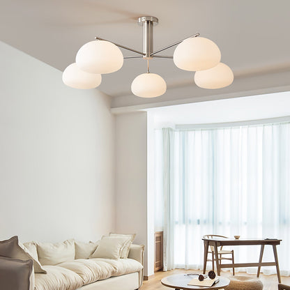 Silva Moderne LED-Pendelleuchte aus Metall mit mehreren Glaskugeln und weißem Lampenschirm für Schlafzimmer und Wohnzimmer, Gold/Nickel