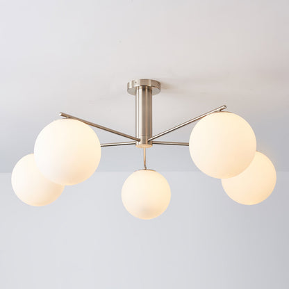 Silva Moderne LED-Pendelleuchte aus Metall mit mehreren Glaskugeln und weißem Lampenschirm für Schlafzimmer und Wohnzimmer, Gold/Nickel