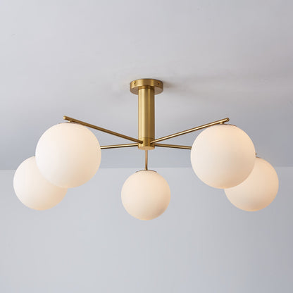 Silva Moderne LED-Pendelleuchte aus Metall mit mehreren Glaskugeln und weißem Lampenschirm für Schlafzimmer und Wohnzimmer, Gold/Nickel