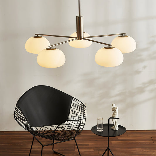 Silva Moderne LED Metaal Multi Glazen Bol Witte Lampenkap Slaapkamer Woonkamer Hanglamp, Goud/Nikkel