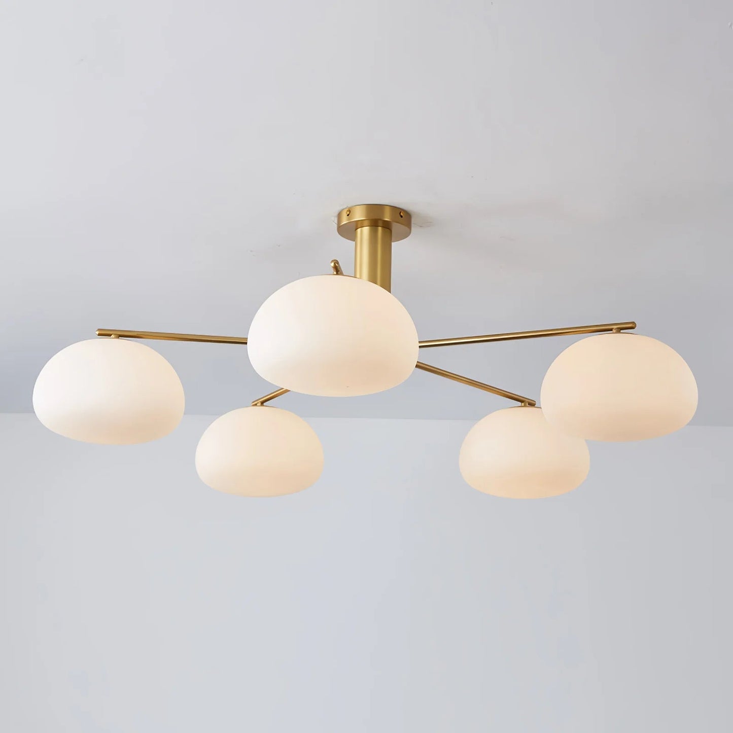 Silva Moderne LED-Pendelleuchte aus Metall mit mehreren Glaskugeln und weißem Lampenschirm für Schlafzimmer und Wohnzimmer, Gold/Nickel