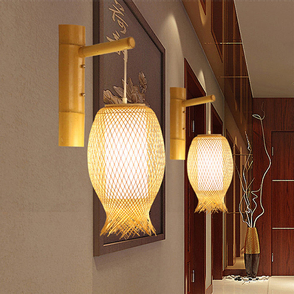 Ritta Applique Rustique, Muto Rotin Tissage LED, Applique Murale de Couloir