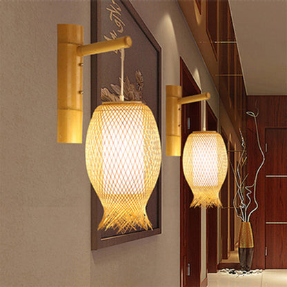 Ritta Applique Rustique, Muto Rotin Tissage LED, Applique Murale de Couloir