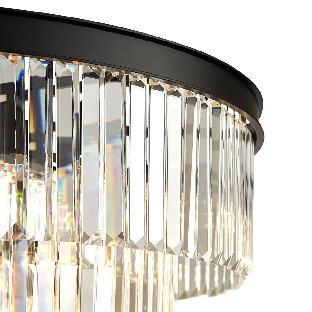 Arisha moderne LED decoratieve luxe hanglamp kristal metaal zwart/gouden ring slaapkamer/woonkamer