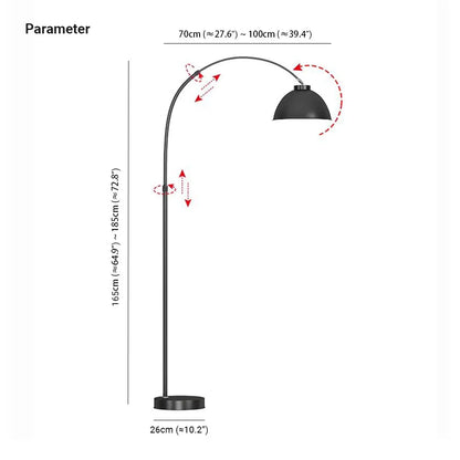 Mira Modern Arc Metal Floor Lamp, Black/Red/Yellow