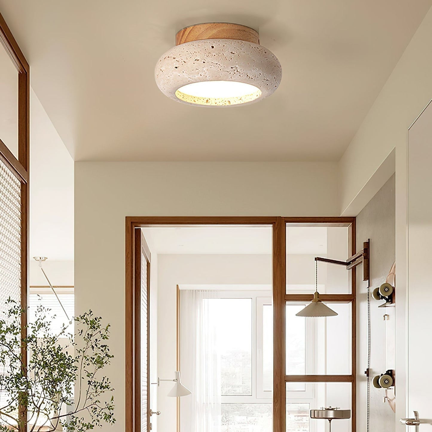 Ritta Mini Donut   Travertine Ceiling Light