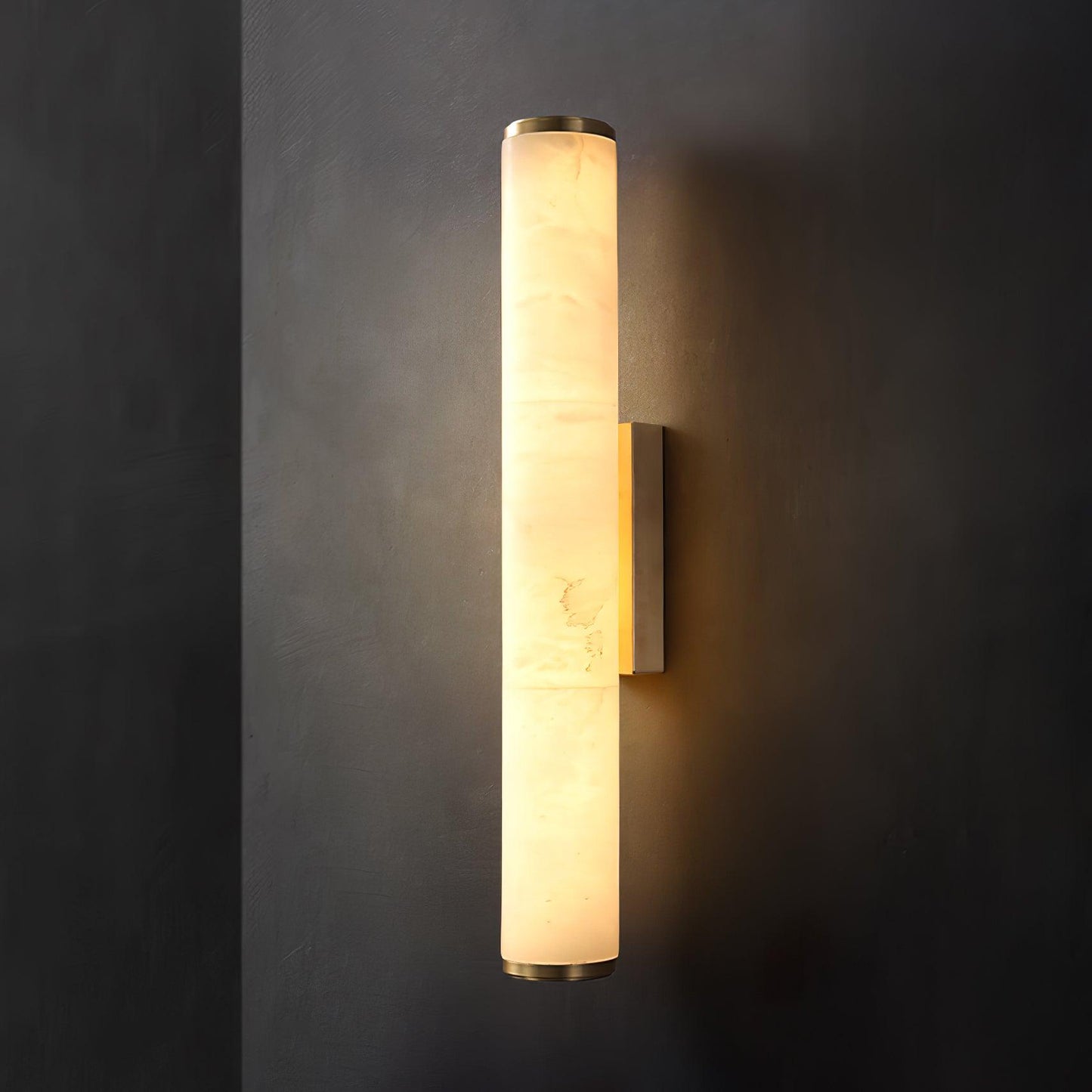 Kristy Alabaster  Vertical Cylindrical Wall Lamp
