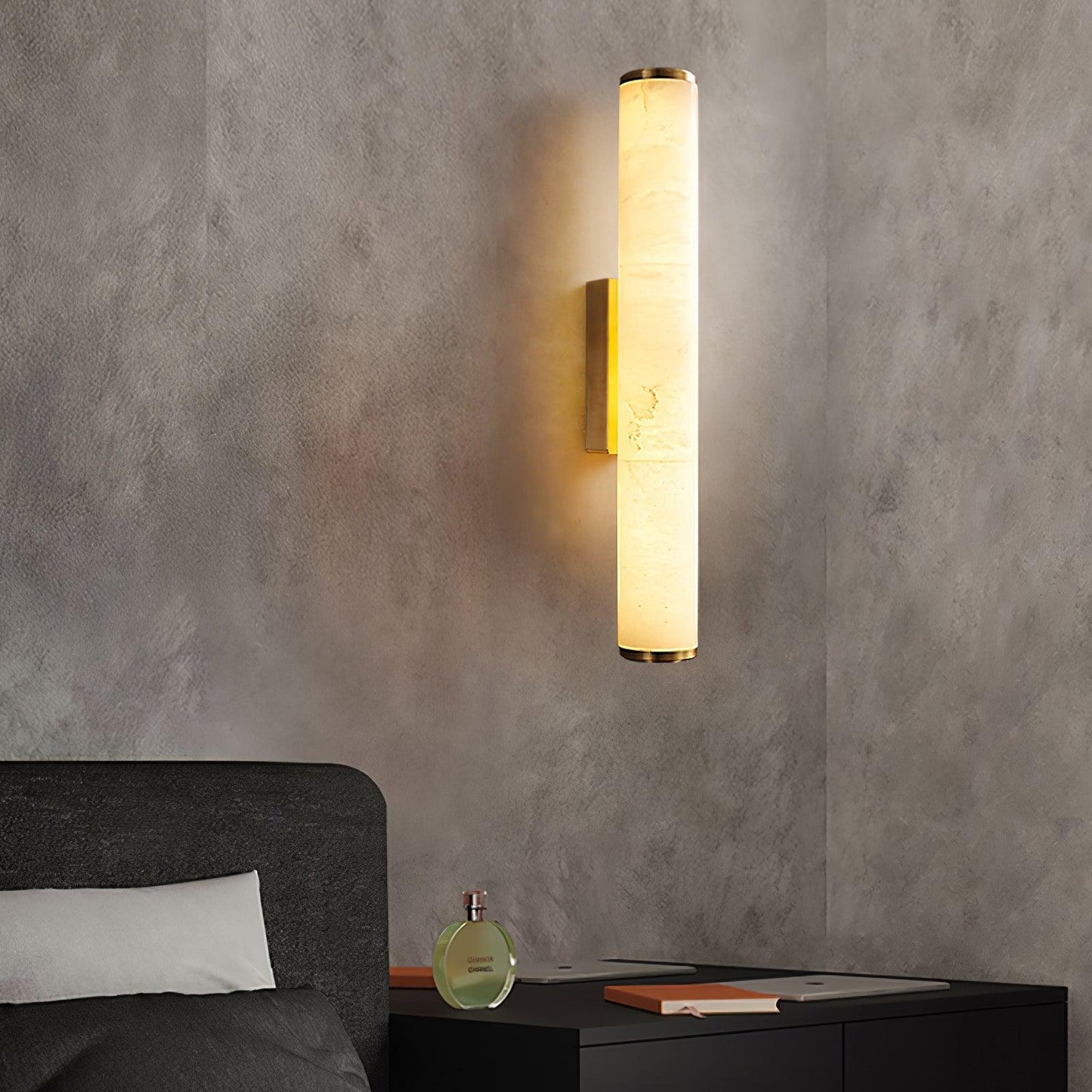 Kristy Alabaster  Vertical Cylindrical Wall Lamp
