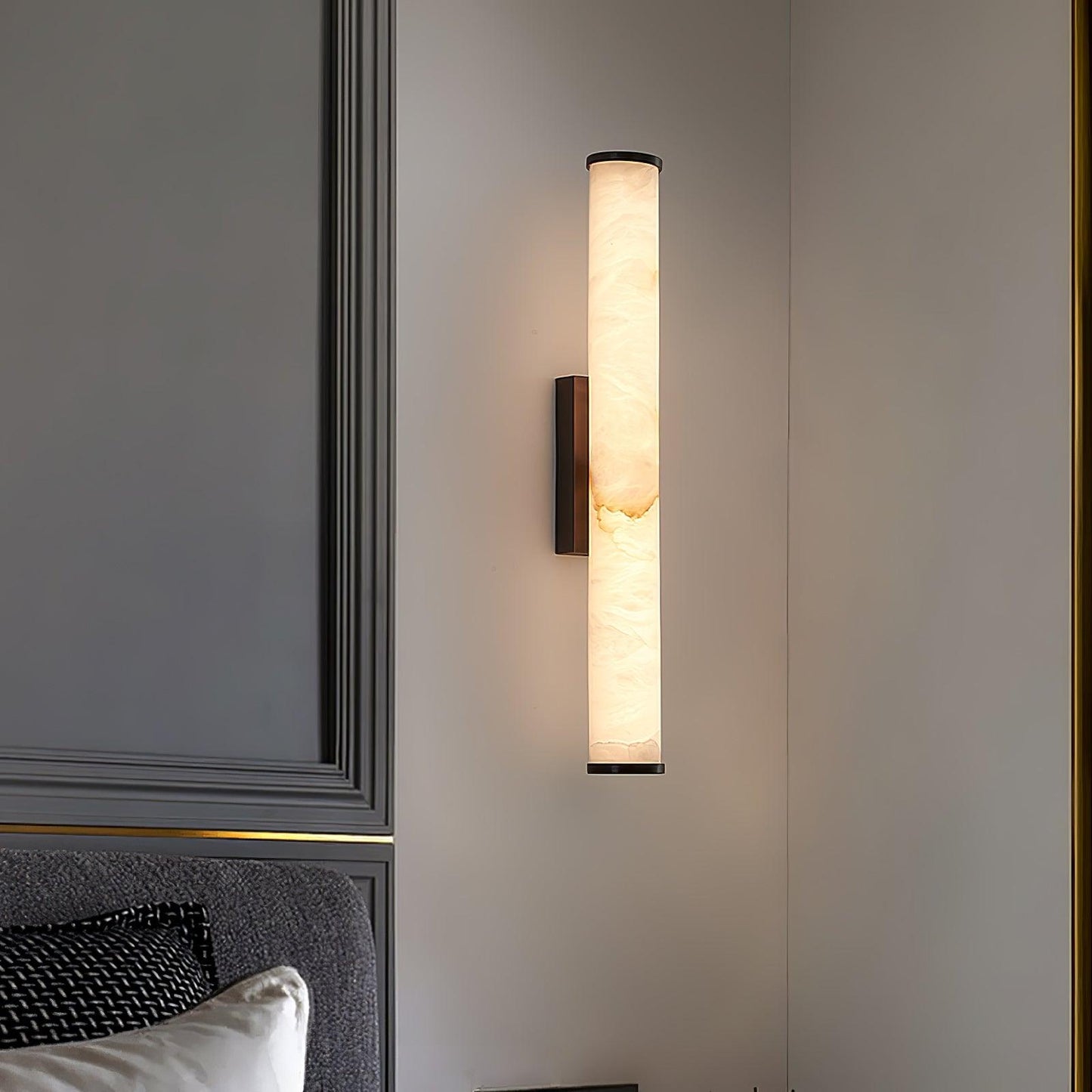 Klyr Alabaster Vertical Cylindrical Wall Lamp