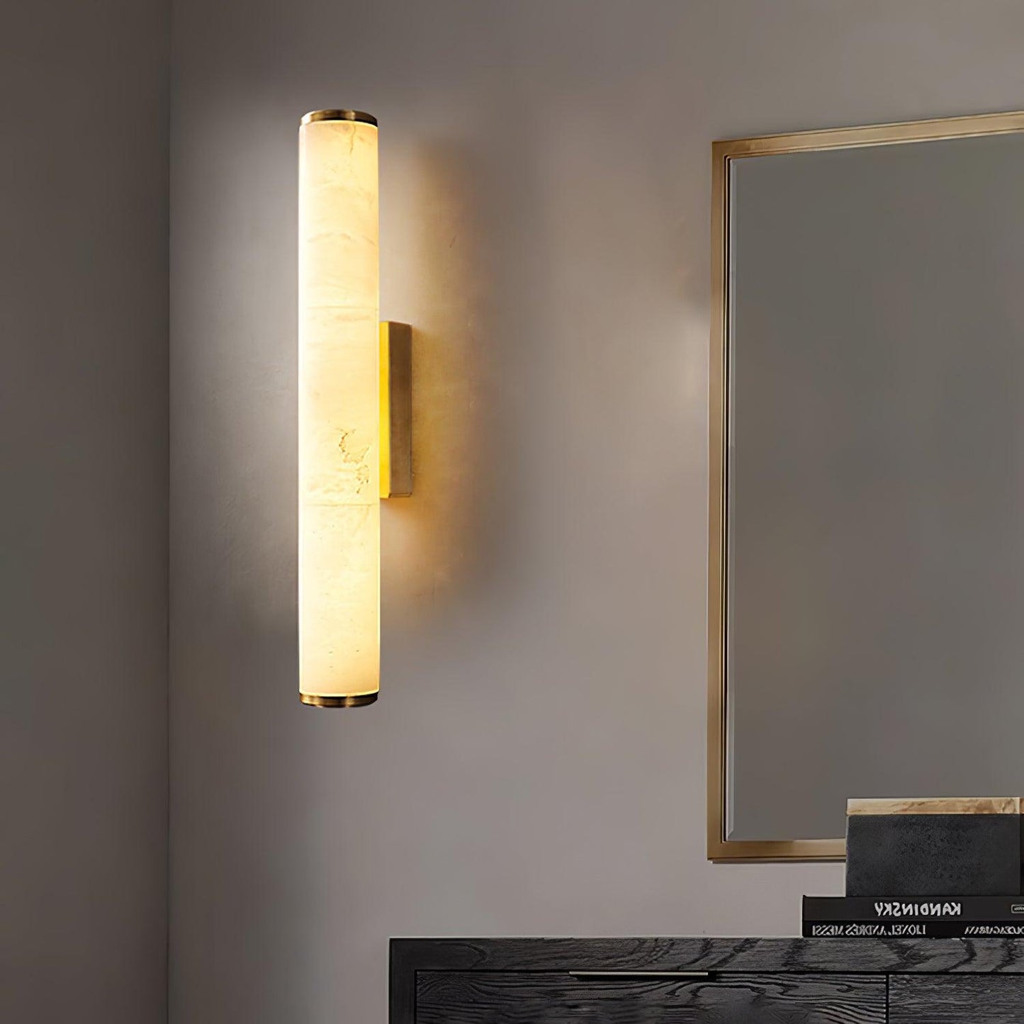 Kristy Alabaster  Vertical Cylindrical Wall Lamp