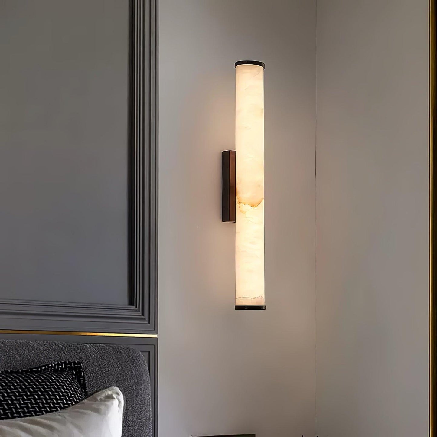 Kristy Alabaster  Vertical Cylindrical Wall Lamp