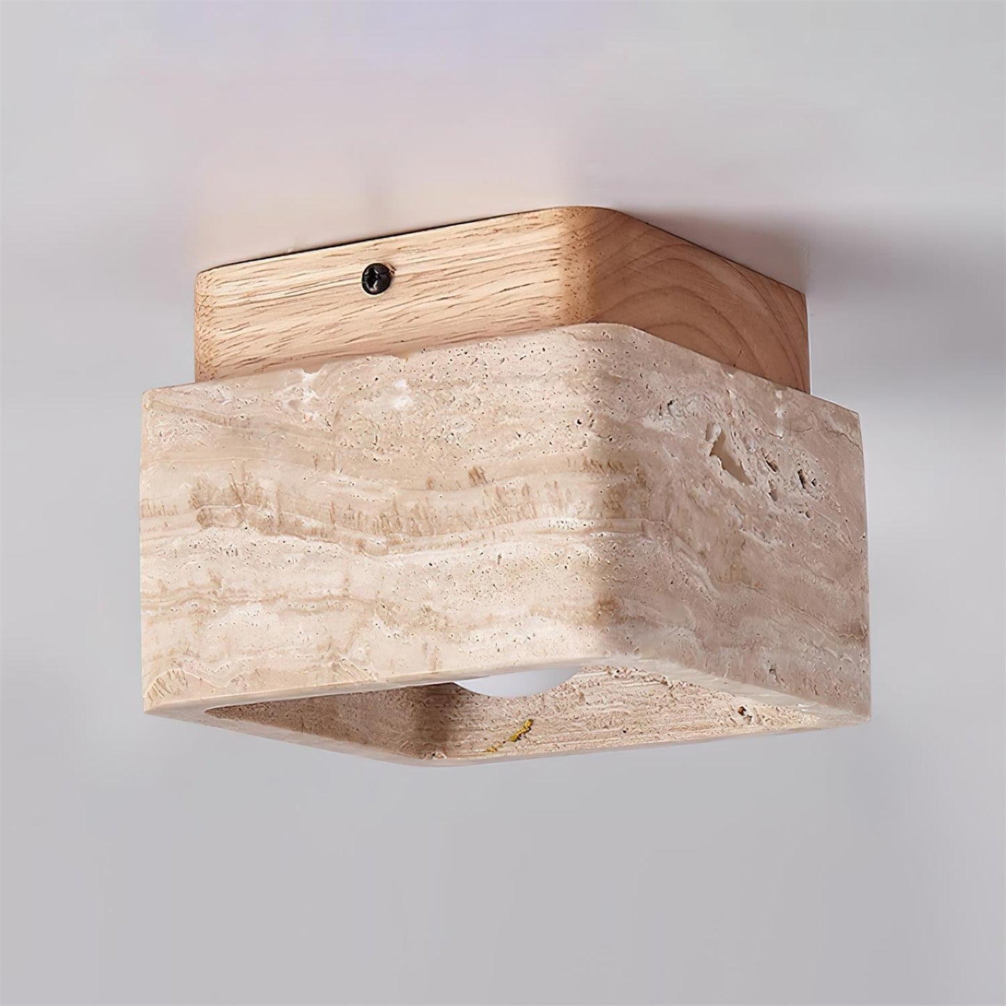 Vellin Travertine Square Flush Mount Ceiling Light
