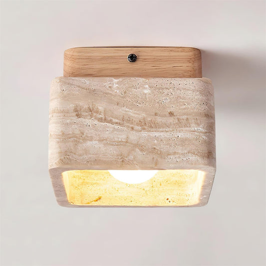 Vellin Travertine Square Flush Mount Ceiling Light
