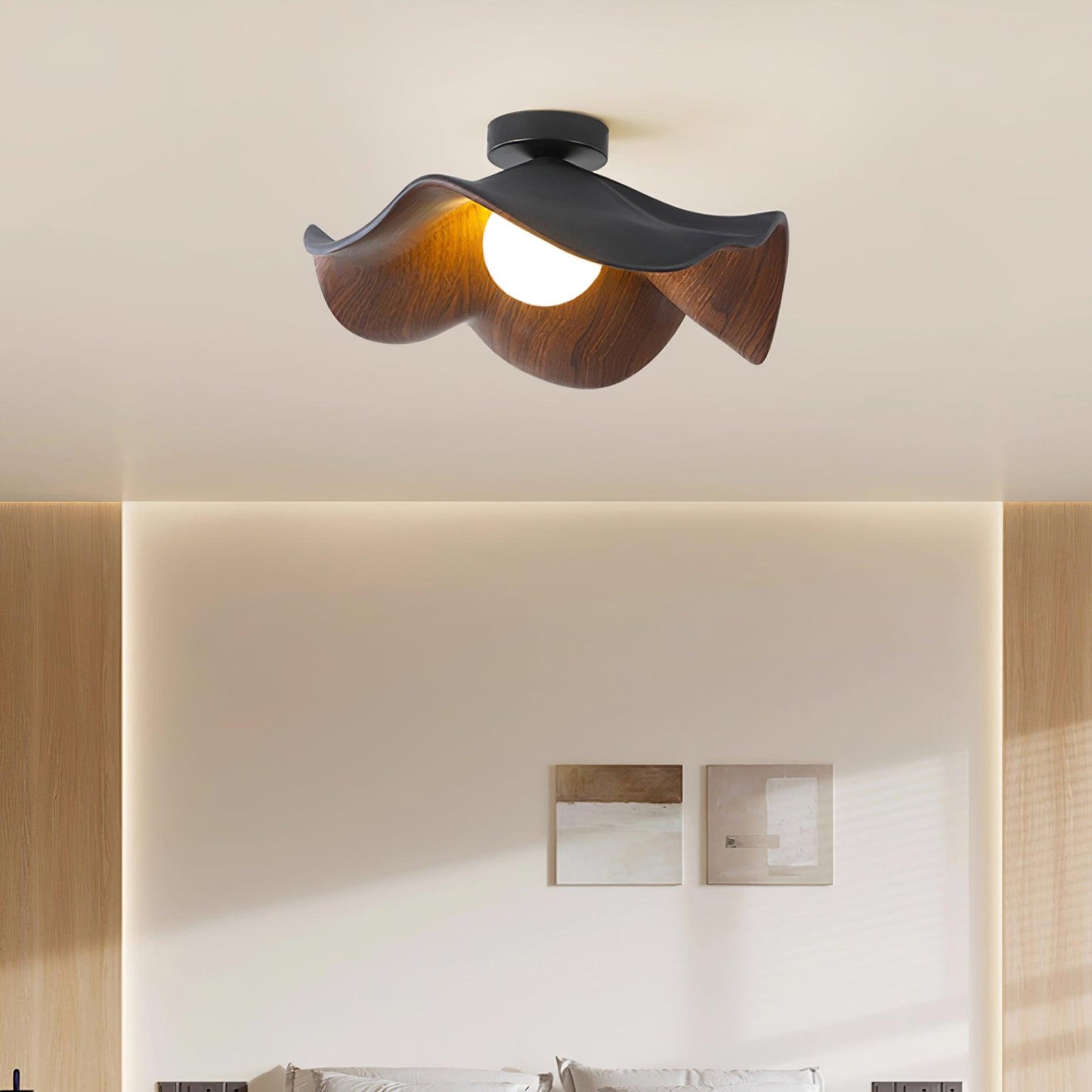 Lanoe Ceiling Light Wood Black&White